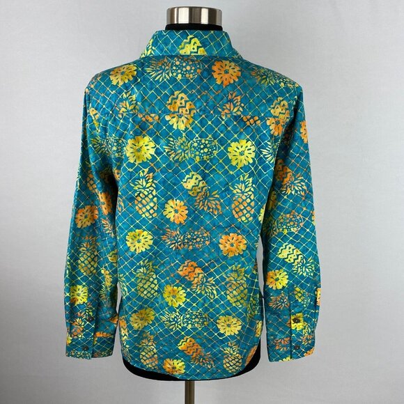 Pete Huntington Shirt Womens Button Down Unique Tribal Pineapple Print Travel M - Picture 6 of 9